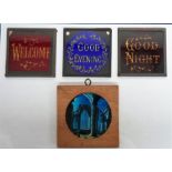 Collectables, 4 coloured lantern slides to comprise 'Good Evening', 'Welcome', 'Good Night' and