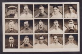 Football postcard, Luton FC, 1912, photographic card showing 15 inset square pictures of player (