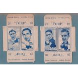 Cigarette cards, Carreras Turf Slides, Famous Footballers, (set, 50 cards) (all in un-cut pairs) (