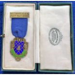 Collectables, hallmarked, enamelled, silver gilt medal 'City Business Club Past President - By