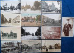 Postcards, Trams, London, 13 cards RPs and printed to include St. Pancras Station, The Parade