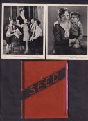 Trade cards, Universal Pictures, Seed, a presentation folder containing 10 large b/w photographic
