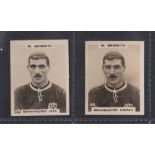 Cigarette cards, Phillips, Footballers (Pinnace), two cards, W. Meredith, no 62, one Manchester