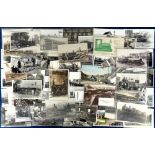 Transportation, Rail, 200+ b/w postcard sized photos and postcards featuring turntables, railway