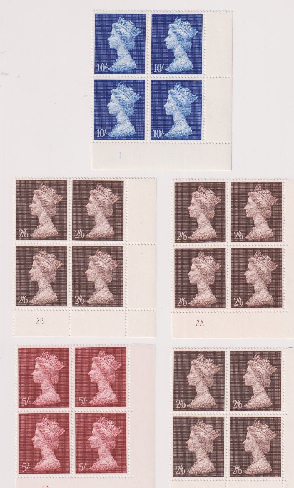 Stamps, GB QEII collection of UM plate blocks, 2/6, 5/- & 10/- Castles in blocks of 20 together with - Image 3 of 3