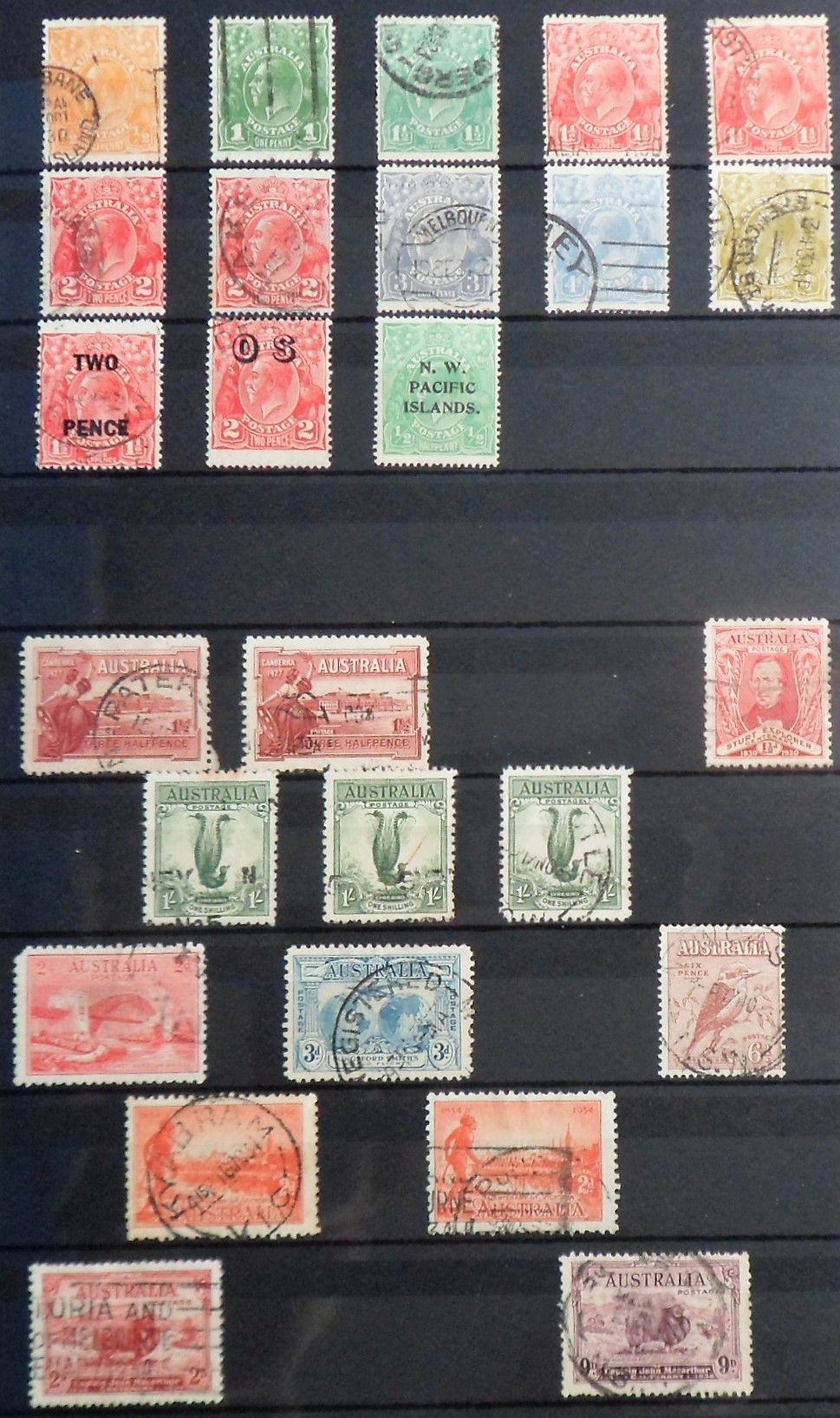 Stamps, Collection of Australia, New Zealand, Malaya, Malta & South Africa housed in a maroon