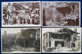 Postcards, East Coast, German Bombardment 1914-16, Kings Lynn Albert St, Hartlepool Rugby Terrace,