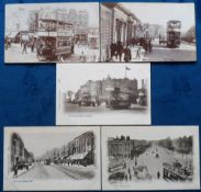 Postcards, Trams, New Cross, 5 cards to comprise New Cross Road, New Cross Gate (both RPs), New