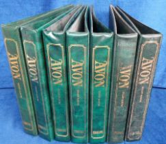 Albums, 7 used Stanley Gibbons green Avon 4 ring albums