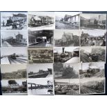 Photographs, Rail, approx. 170 b/w postcard sized images of rail stations, locomotives, bridges,