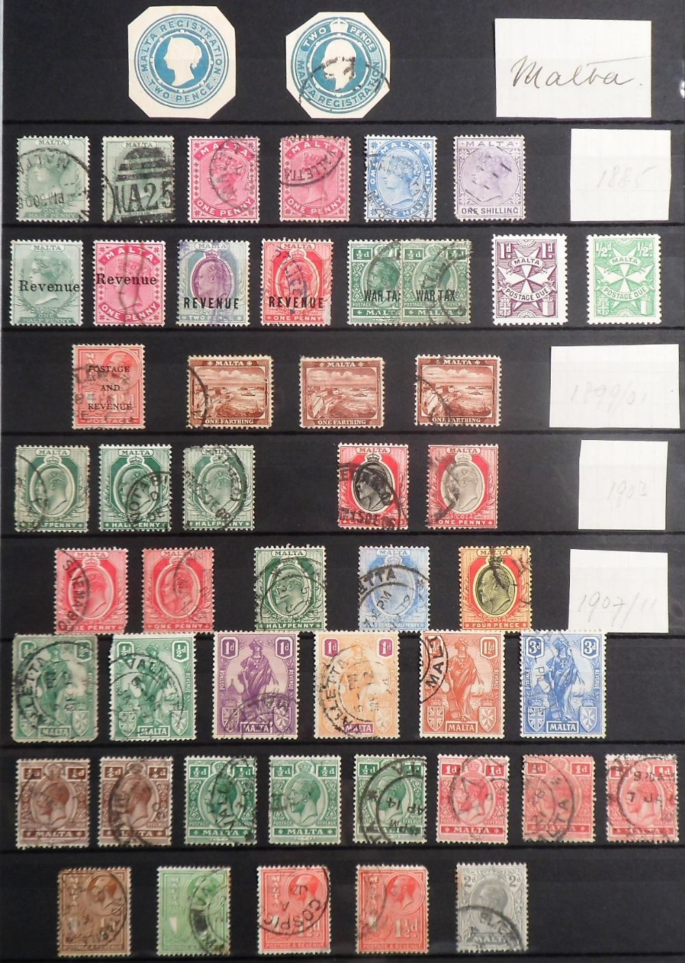 Stamps, Collection of Australia, New Zealand, Malaya, Malta & South Africa housed in a maroon - Image 22 of 30