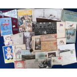 Ephemera, approx. 48 items to include a 1940s school photo album (Hartlepool photographer), 7 silk