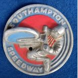 Speedway, Southampton Speedway circular metal car or motor bike badge showing raised image of