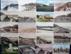 Postcards, Suffolk and Norfolk, approx. 10 cards RPs, printed and artist drawn to include views of