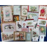 Ephemera, Victorian Greetings Cards a collection of approx. 60 cards to include anthropomorphic,