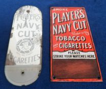 Tobacco, Advertising, 2 vintage Players match striking plates for wall mounting. One etched glass (