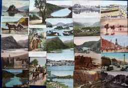 Postcards, Ireland approx. 140 cards RPs, printed and artist drawn to include views, Heraldic,