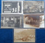 Postcards, Shop Fronts, 5 cards to comprise 'M. Thomas' Christmas Show' circa 1900, Tyson sewing