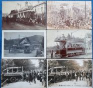 Postcards, Trams, a southern counties RP selection of 6 cards, inc. Motor Bus wreck at Handcross