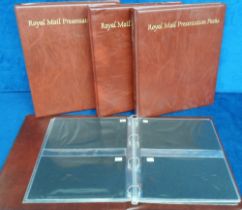 Albums, 4 brown Royal Mail Presentation Pack albums, with leaves, in good used condition. (4)
