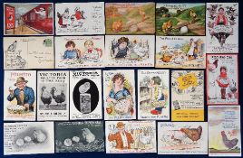 Postcards, Advertising, Poultry, 21 cards 1900-1920, to include Walter Willson's Eggs (features