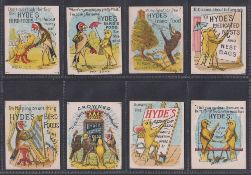 Trade cards, Hyde's Bird Seed, Hyde's Cartoons Advertising Cards, 'M' size 13 different cards, all
