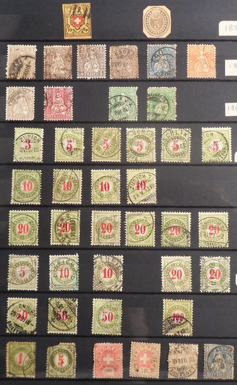 Stamps, Collection of Swiss 1850-1972 housed in a black stockbook together with a collection of