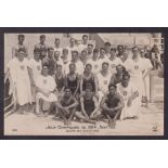 Olympics, Paris 1924, a postcard showing the 1924 USA Swimming Squad inc. Johnny Weissmuller, also