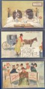 Postcards, Tucks Oilette, 3 cards to comprise Lance Thackeray Tucks advertising cards No 9057 London