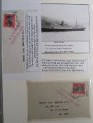 Postcards, Scrapbook, a scrapbook of shipping (liners) and aviation ephemera, neatly arranged in