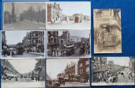 Postcards, Trams, Brixton, 8 cards to comprise Brixton Road (4 RPs and 2 printed), Effra Road and