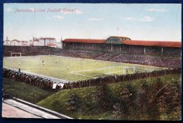 Postcard, Football, scarce view of ground with game in progress, coloured, pu 30th Dec 1911, (corner