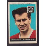 Trade card, A&BC Gum, Footballers, (Planet, 1-46), type card, no 3, Bobby Charlton, Rookie card (gd)