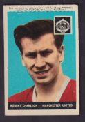 Trade card, A&BC Gum, Footballers, (Planet, 1-46), type card, no 3, Bobby Charlton, Rookie card (gd)