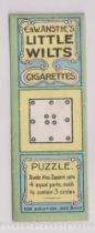 Cigarette card, Anstie, Puzzle Series, type card, 'Divide the square into 4 equal parts…' (vg)