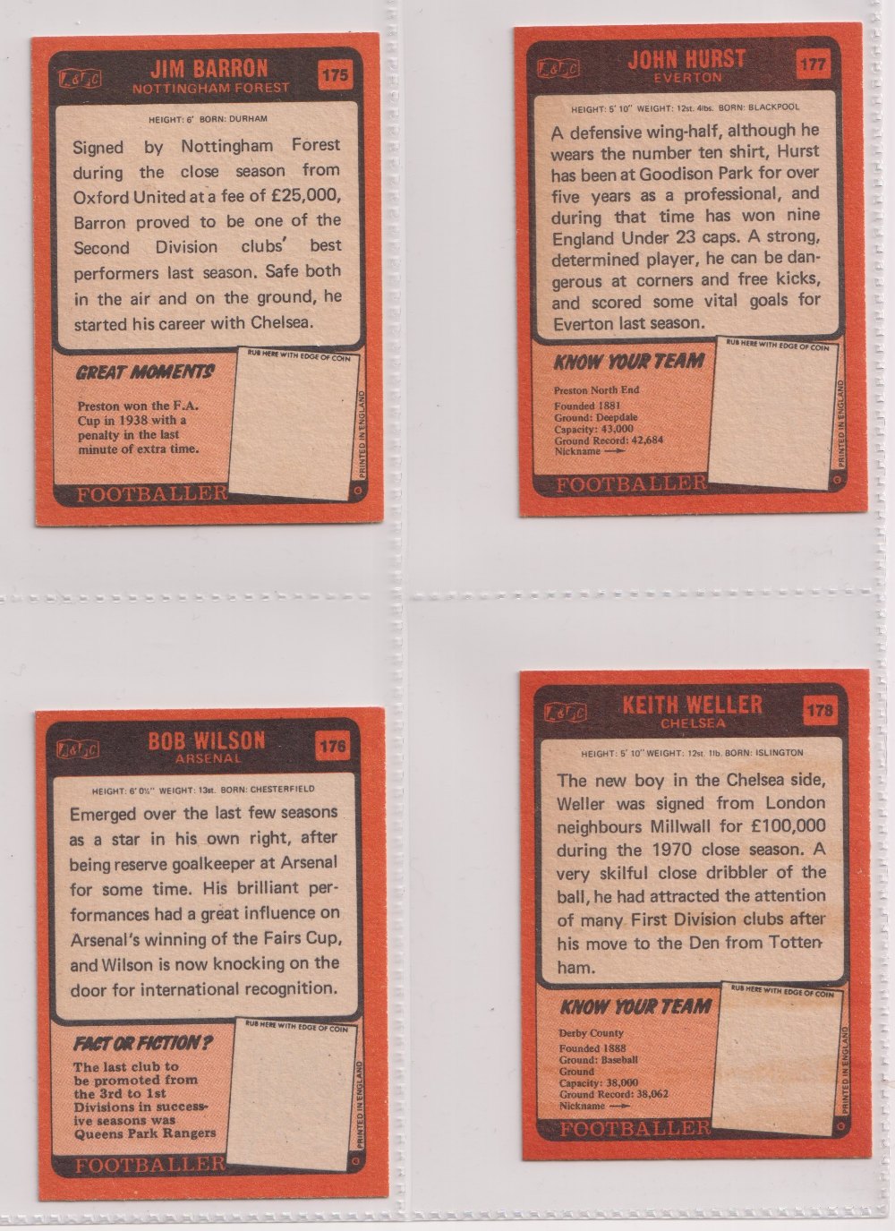 Trade cards, A&BC Gum, Footballers (Orange back, 171-255) (set, 85 cards) (a few with sl gum - Image 2 of 6