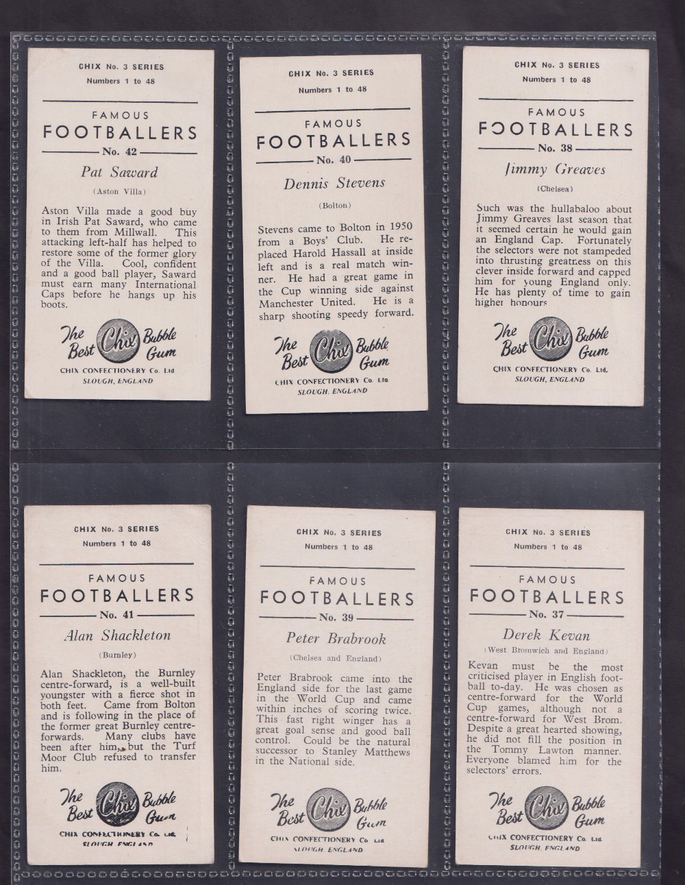 Trade cards, Chix, Famous Footballers, No 3 Series, (set, 48 cards) (gd/vg) - Image 2 of 2