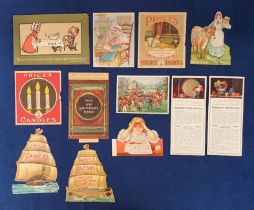 Trade cards, UK Advertising cards, a collection of 12 early cards including diecut, novelties etc,