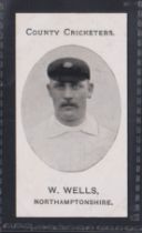Cigarette card, Taddy, County Cricketers, Northamptonshire, type card, W Wells (gd)