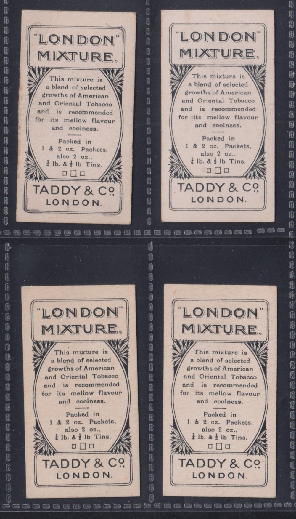Cigarette cards, Taddy, Prominent Footballers (London Mixture) 4 cards, W Hind (Clapton Orient) ( - Image 2 of 2