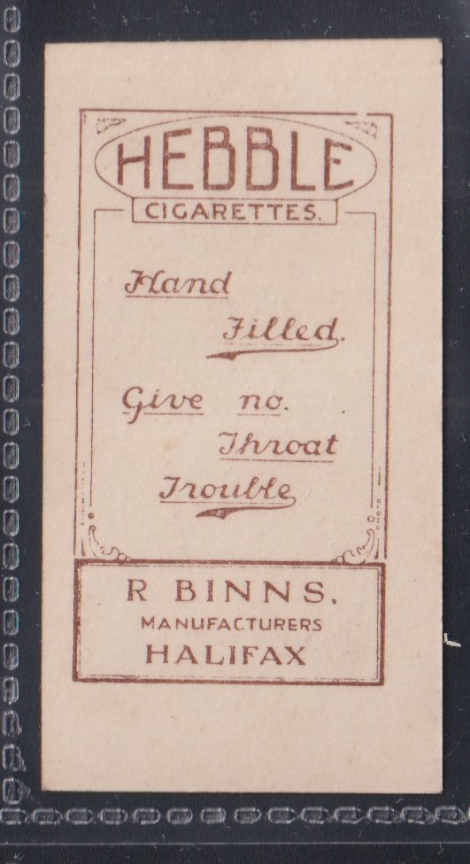 Cigarette card, R Binns, Halifax Town Footballers, type card, Arthur Peckett, (gd) (1) - Image 2 of 2