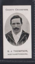 Cigarette card, Taddy, County Cricketers, Northamptonshire, type card, G J Thompson (gd)