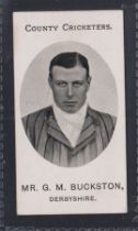 Cigarette card, Taddy, County Cricketers, Derbyshire, type card, Mr G M Buckston (gd/vg)