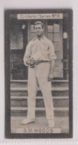 Cigarette card, Clarke's Cricketers Series, type card, no 16, S M Woods (some sl foxing, gen gd)