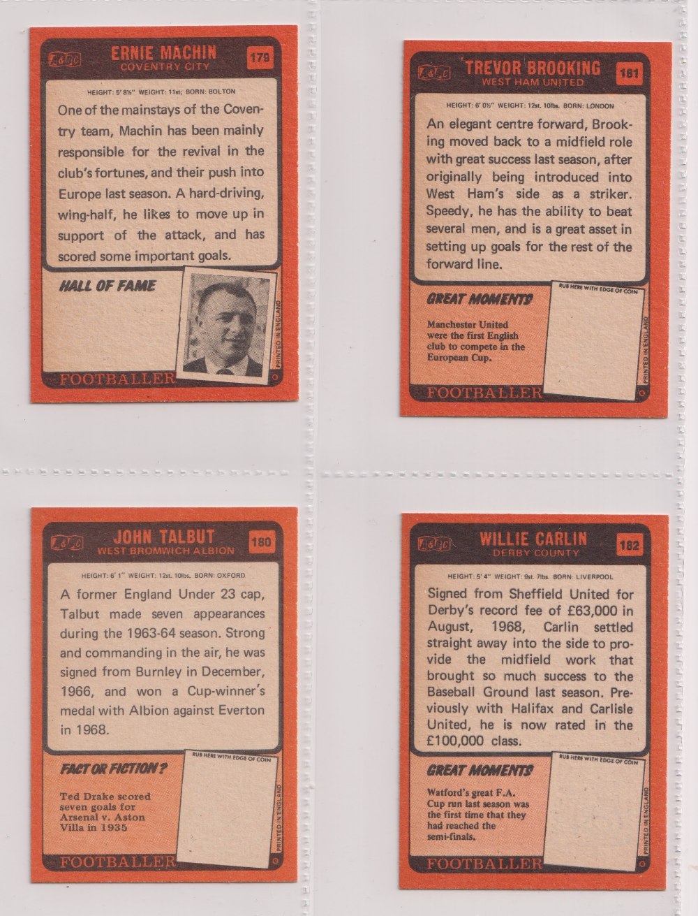 Trade cards, A&BC Gum, Footballers (Orange back, 171-255) (set, 85 cards) (a few with sl gum - Image 4 of 6