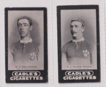 Cigarette cards, Cadle's, Footballer's, 2 cards, W J Bancroft & W J Trew, both Swansea (gd)