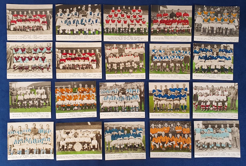 Trade cards, Sport, Football Teams, 1949/50, a collection of 37 hand coloured team group photos