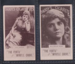 Cigarette cards, Taddy, Actresses, Collotype, 2 cards, Miss Harold (gd) & Miss Marion Hood (crease)