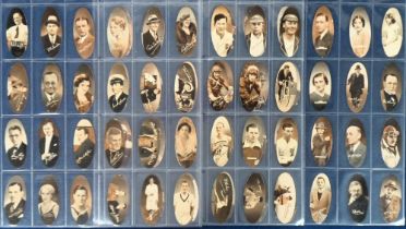 Cigarette cards, Carreras, Popular Personalities (Oval) (set, 72 cards) inc. Don Bradman (vg)