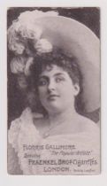 Cigarette card, Fraenkel Bros, Music Hall Artistes (White Card), type card, Florrie Gallimore (